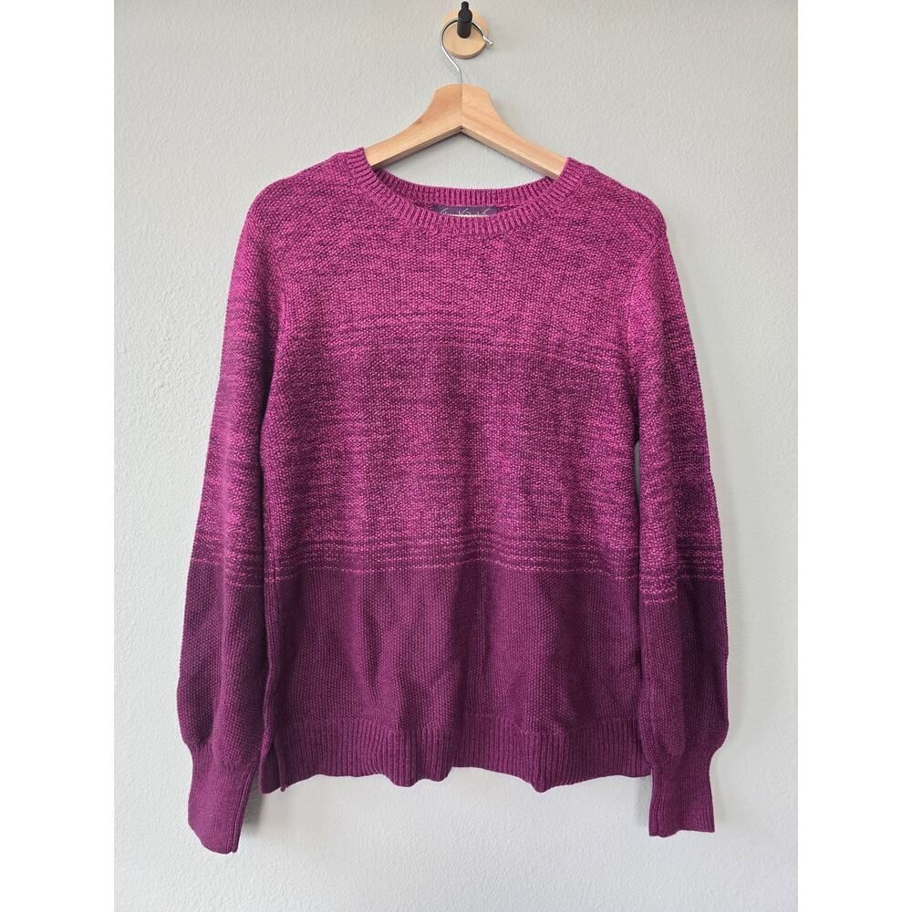 Gloria Vanderbilt Burgundy Soft Knit Sweater Size M Cozy Textured Pullover Relax